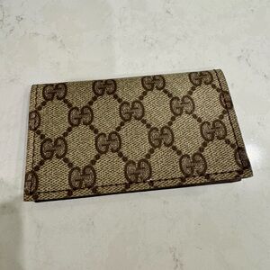 Vintage Boho Gucci Beige and Brown Cardholder